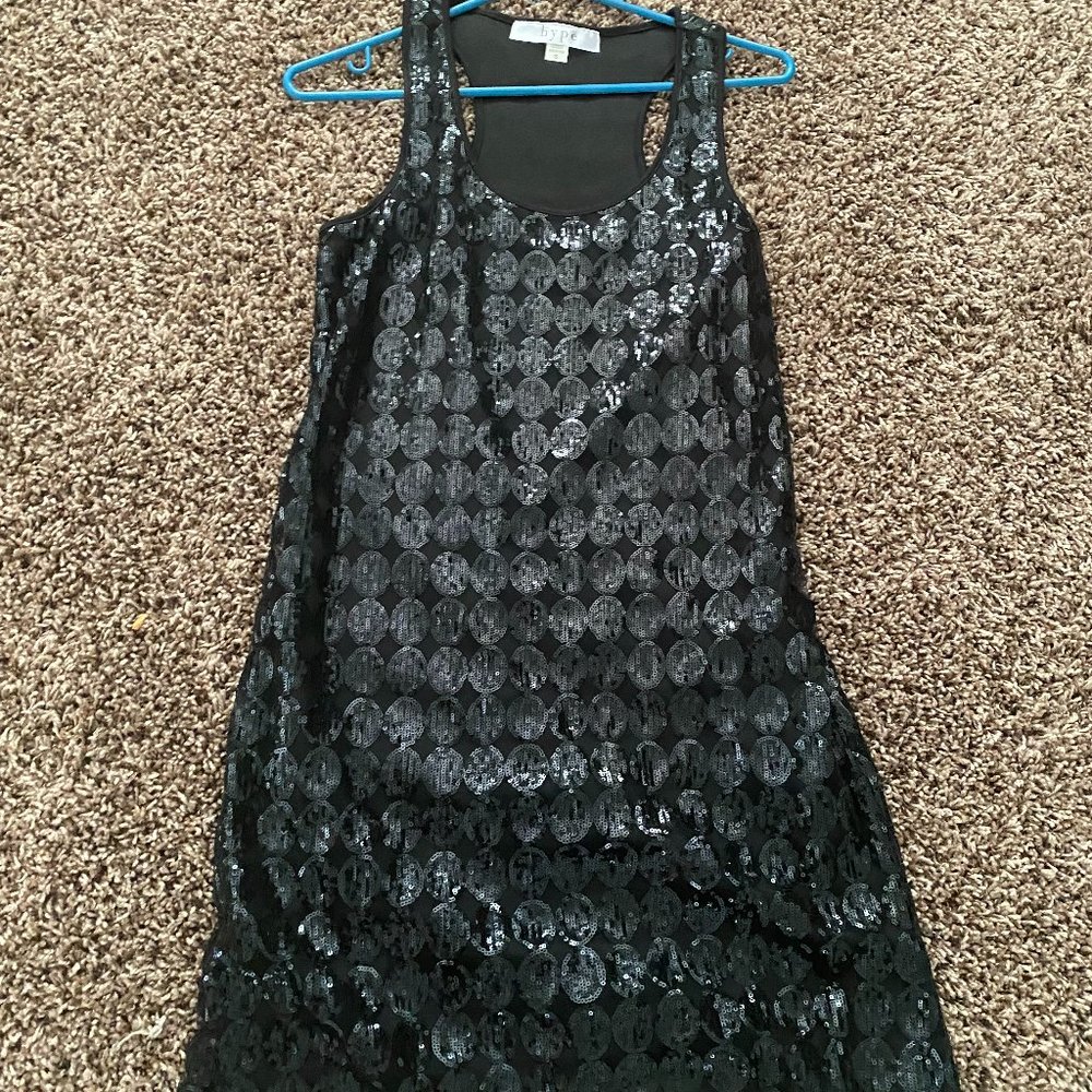60's style A Line Black Sequin Mini Dress